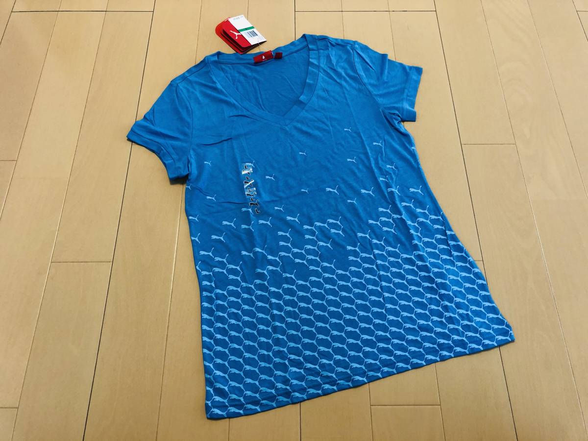 新品 Puma プーマ ロゴマーク プーマキャット Vネックtシャツ L 青緑色 ターコイズブルー 日本代购 买对网 新品 Puma プーマ ロゴマーク プーマキャット Vネックtシャツ L 青緑色 ターコイズブルー 日本代购 买对网
