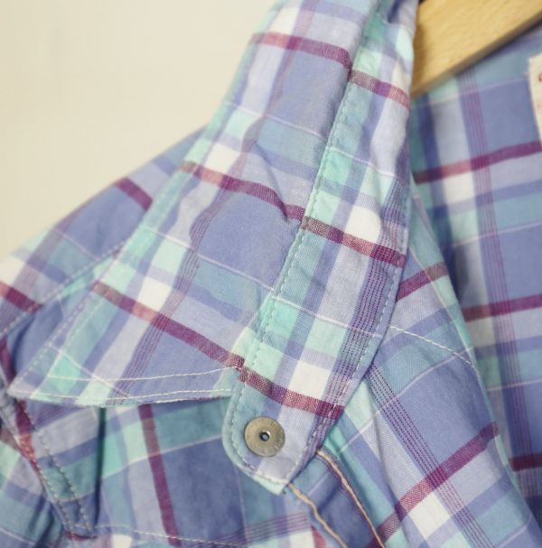 BONCOURA ボンクラ check western shirt チェック ウエスタン シャツ 38 ラベンダー b2755_画像7