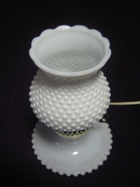 レア ヴィンテージ★Fenton オールド フェントン ホブネイル ミルクガラス ランプ 卓上/テーブルランプ ナイトランプ Hobnail Milk Glass_画像3