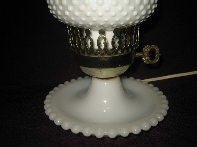 レア ヴィンテージ★Fenton オールド フェントン ホブネイル ミルクガラス ランプ 卓上/テーブルランプ ナイトランプ Hobnail Milk Glass_画像7