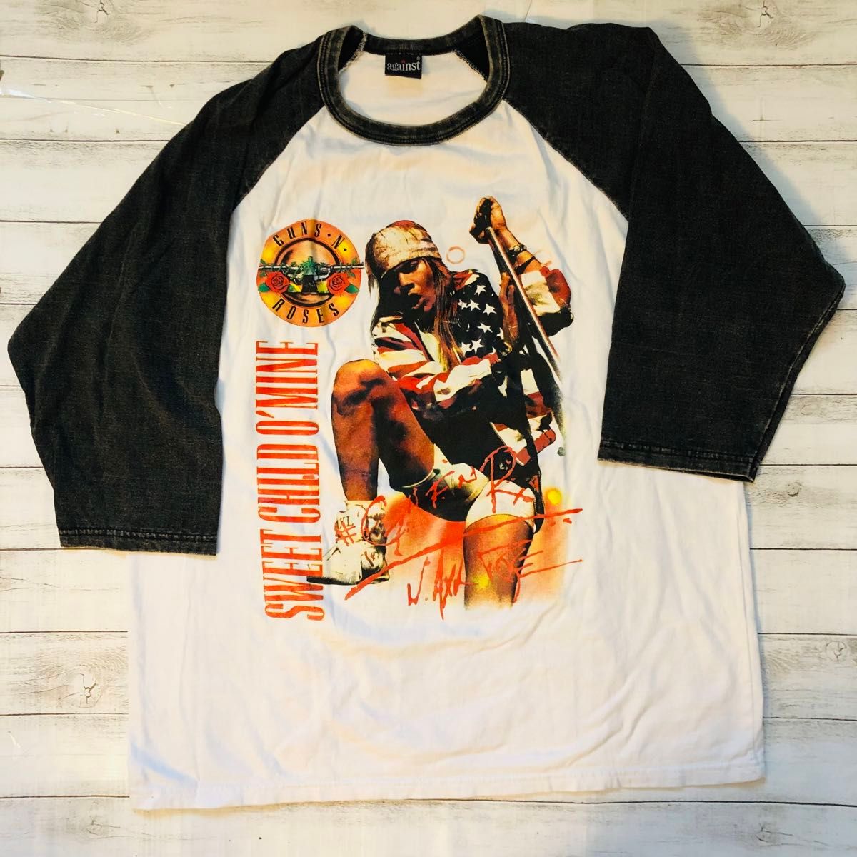 アクセル・ローズのTシャツ GUNS N' ROSES Lサイズ レア ガンズアンドローゼズ アクセルローズ L ラグラン バンドTシャツ