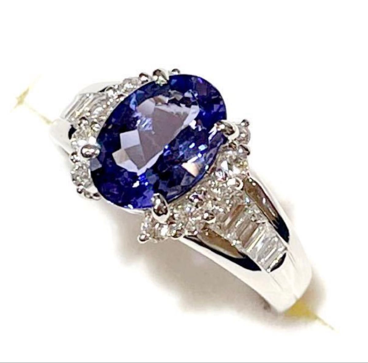 ☆Pt900 タンザナイト1.96ct&ダイヤ0.56ct付きリング 指輪 14号 鑑別書☆