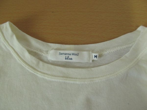 (35733)サマンサモスモスブルー　SM2　Tシャツ　カットソー　クルーネック　半袖　刺繍　オフホワイト　M　USED_USED