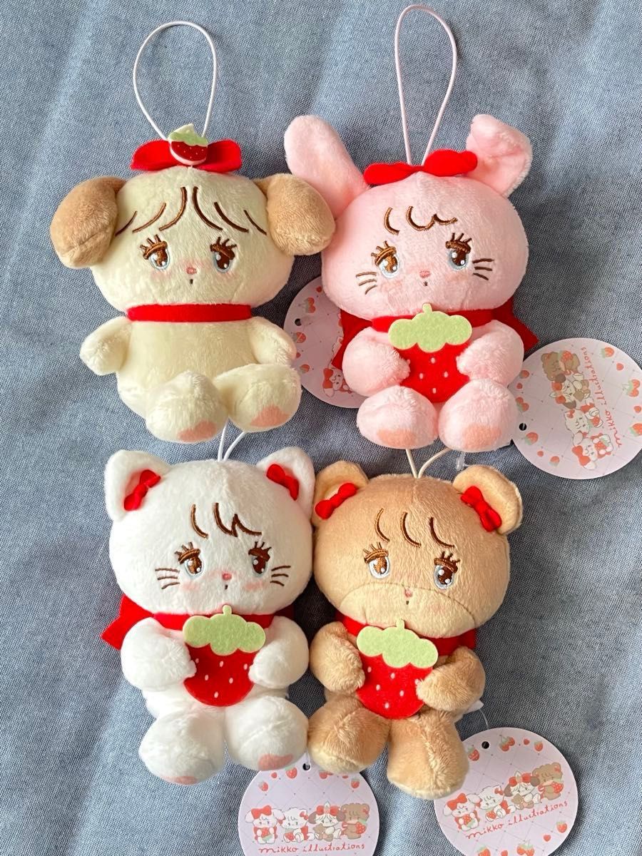 mikko illustrations いちごBIGぬいぐるみ 全種セット mikko いちごマスコットぬいぐるみ 全4種セット|Yahoo!フリマ
