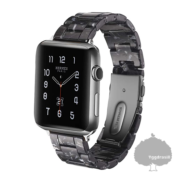 YGG★apple watch 大理石風 バンド ベルト シェル入り 42mm 44mm 45mm 49mm 黒 ブラック アップルウォッチ 9 8 7 6 5 4 3 ウルトラ SE_画像1