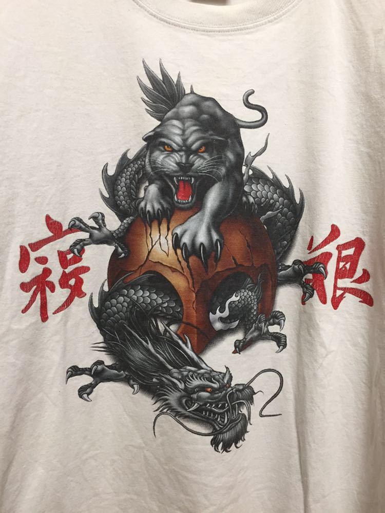 USA古着 OTHER TEE ドラゴン 虎柄Tシャツ 漢字柄Tシャツ L_画像5