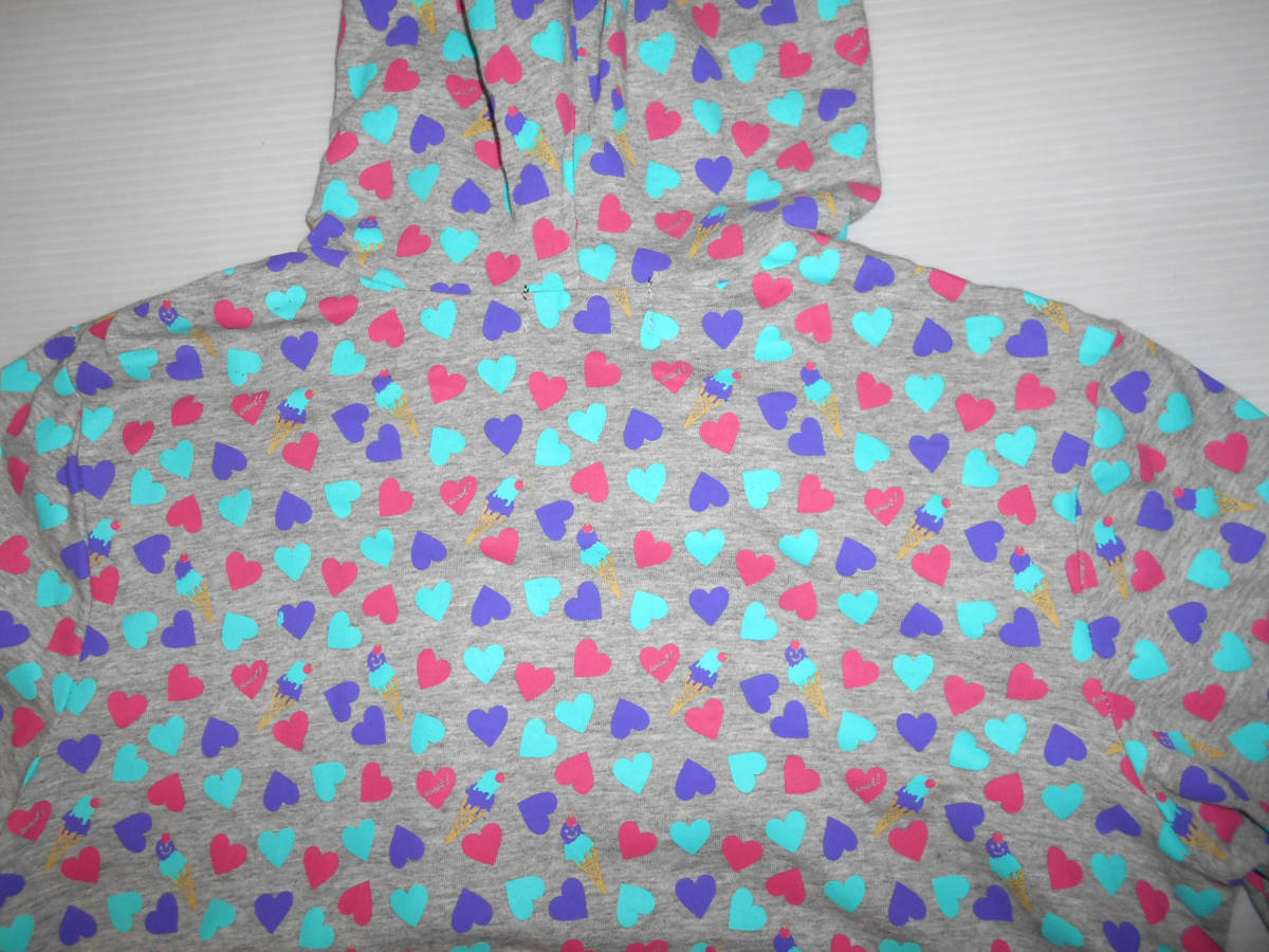  World Wide Love Heart print pattern Zip up Parker 1 (3Eke