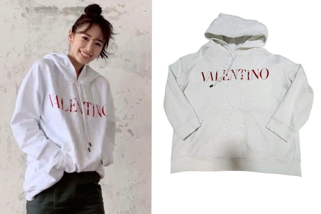 VALENTINO グレー パーカー Lサイズ 良品】 VALENTINO ヴァレンティノ レースパネル ヘビーレース