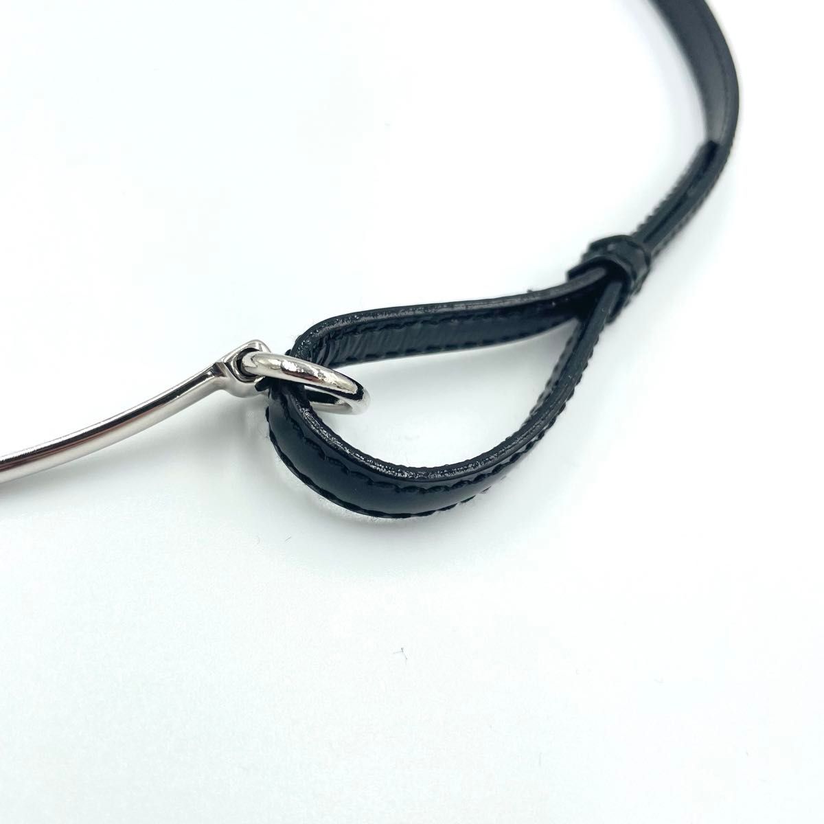 【美品】グッチ ホースビット 細ベルト シルバー ブラック イタリア製 レザー GUCCI グッチ ホースビット 細ベルト シルバー ブラック レザー