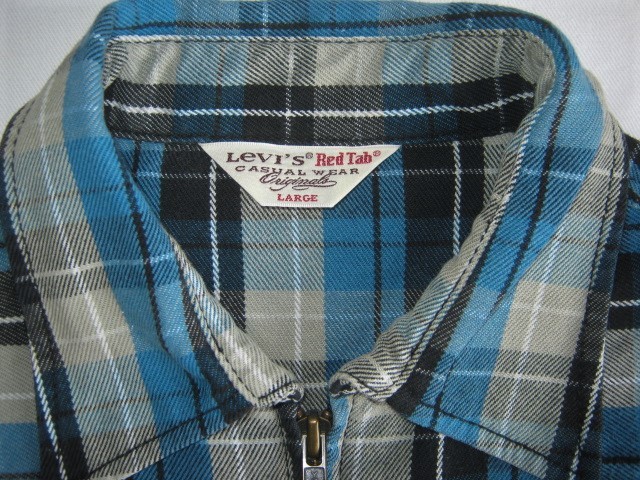 ★古着 Levi's Red Tab リーバイス レッドタブ フロントファスナー ジップ 厚手 ネルシャツ L チェック柄 リーバイ・ストラウス ジャパン★_画像4