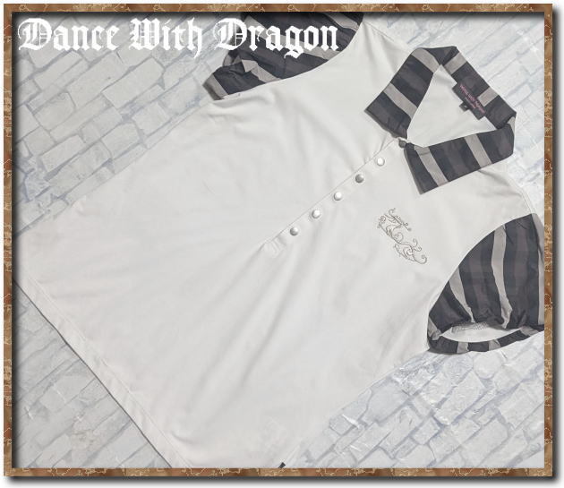 ☆DANCE WITH DRAGON ダンスウィズドラゴン 刺繍入り半袖ポロシャツ 白☆_画像1