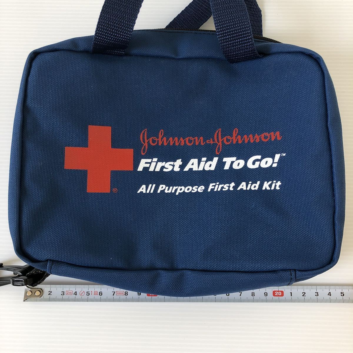 Johnson&Johnson first aid kit 救急バッグ ファーマシー 中身無し LA購入 中古 23×17×厚み5.5cm 化粧ポーチにも アメカジ好きに USAの画像5