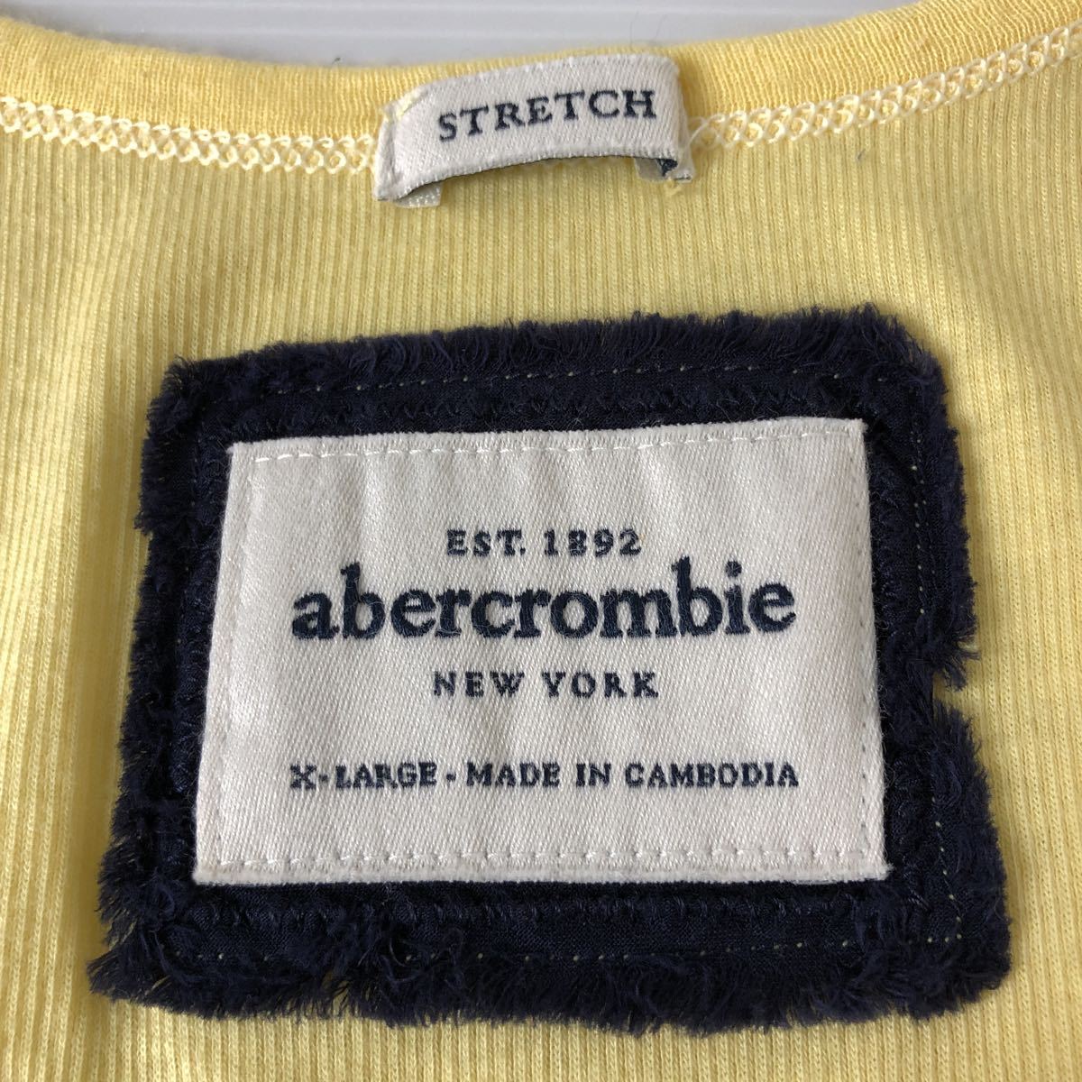 アバクロ Abercrombie&fitch ガールズXL(レディースS相当)クリーム色 2回着用 ロスアンゼルスにて購入本物 重ね着 パンツイン 長めタンク_画像5