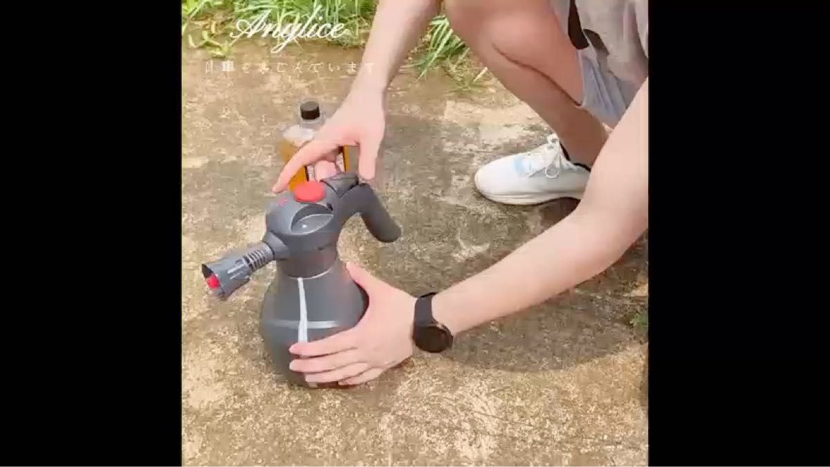 【未使用】 電動フォームガン 電動スプレー 洗車泡フォームガン 2L大容量 USB充電式 家庭用泡噴霧器 洗車用品 掃除用品