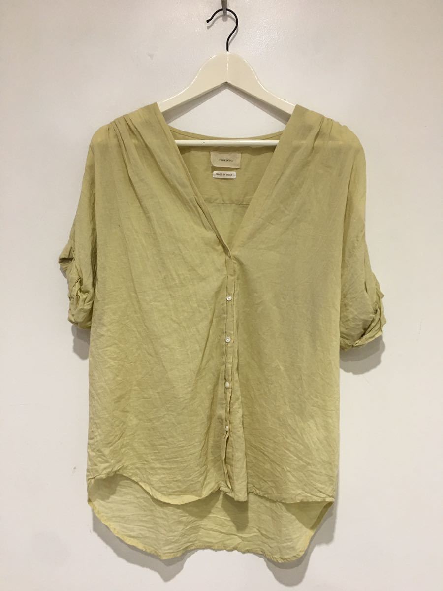 [ прекрасный товар ]TODAYFUL Today Full color отсутствует Boyle рубашка блуза tops cut and sewn обычная цена 6,500 иен F желтый 