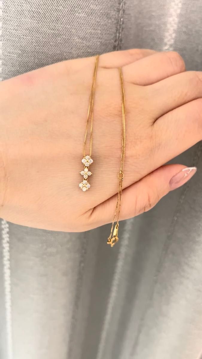 2way K18 ダイヤモンド ネックレス ハート 花 k18金ネックレス k18YG