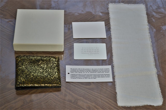 MAISON MARGIELA メゾンマルジェラ⑪ Lamb Skin Glitter Bi-Fold Wallet グリッター コインレス ラムスキン レザー 二つ折り 財布 未使用_画像4