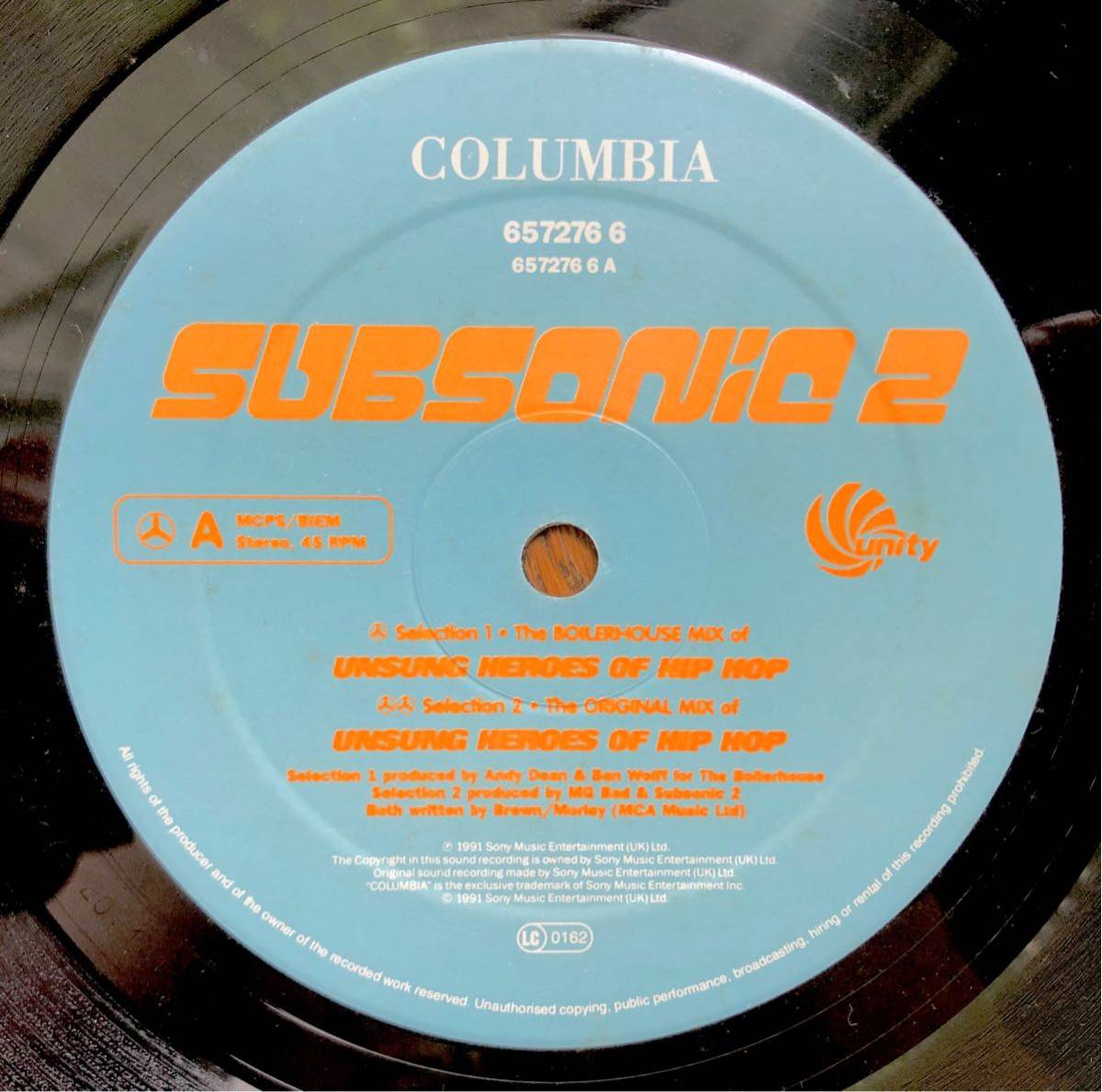 レア 1991 Subsonic 2 / Unsung Heroes Of Hip Hop サブソニック Nu School Hiphop Original UK 12 Columbia コロンビア 657276 6_画像2