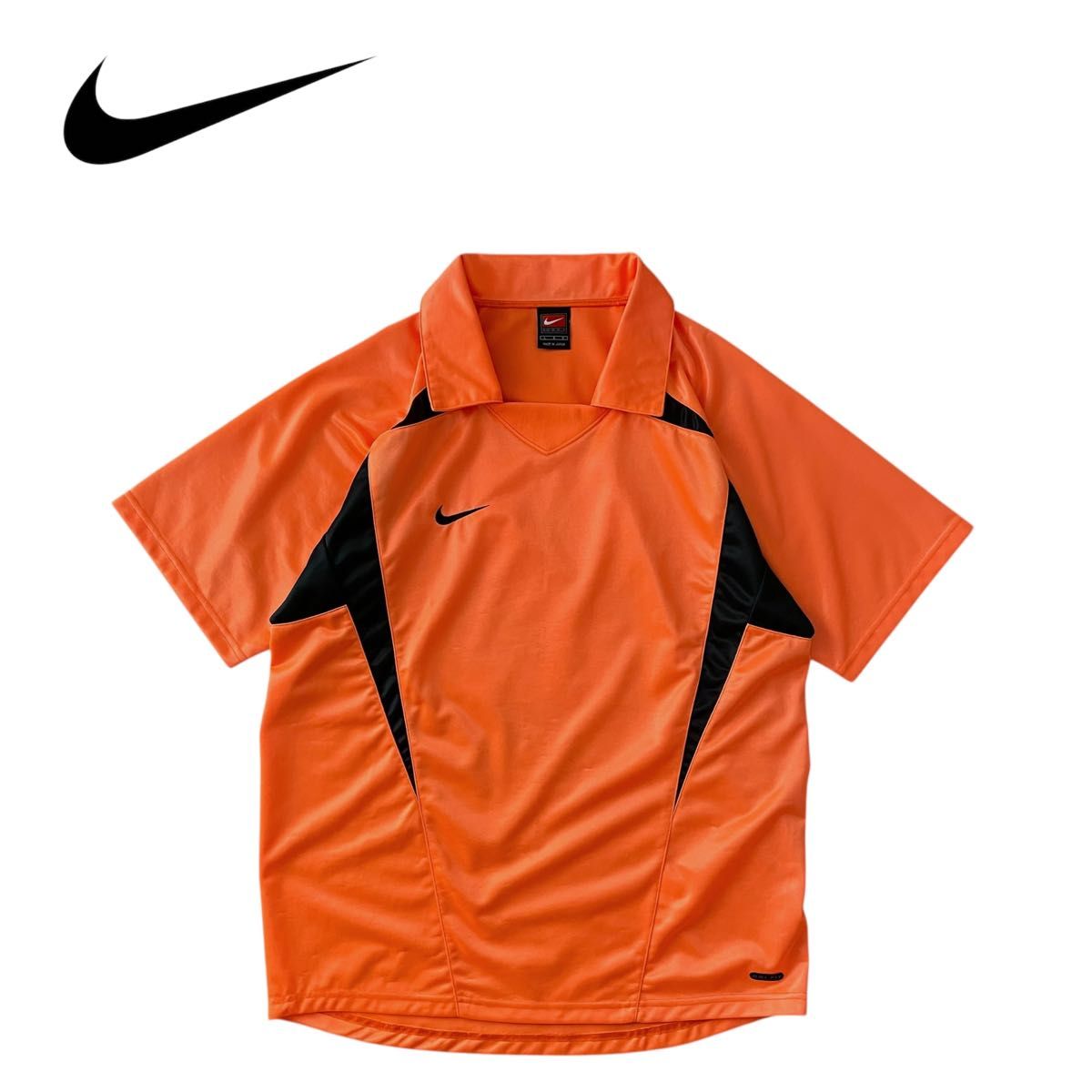 00s NIKE OLD サッカー 長袖ユニフォーム フロッキープリント XXL NIKE ナイキ 日本製 00s~ ゲームシャツ 襟付き Tシャツ オランダ