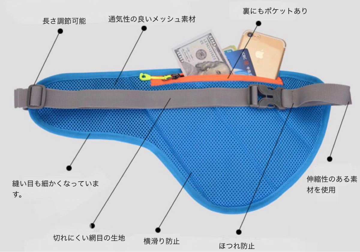 ランニング ポーチ スマホ対応 水筒ホルダー付き ウエスト バッグ