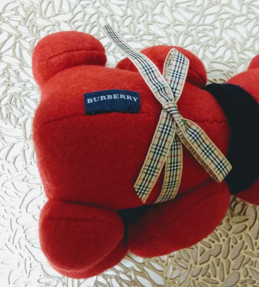 即決！ 新品 非売品 Burberry バーバリー burberry テディベア テディーベア ぬいぐるみ 赤 レッド ノベルティ チェック リボン マフラー_画像9