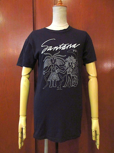 【即出荷】 ビンテージ80’s●Santana M●200623s6-m-tsh-otサンタナラテンロックバンドUSAコットン古着バンT 1982年ツアーTシャツ黒size Tシャツ