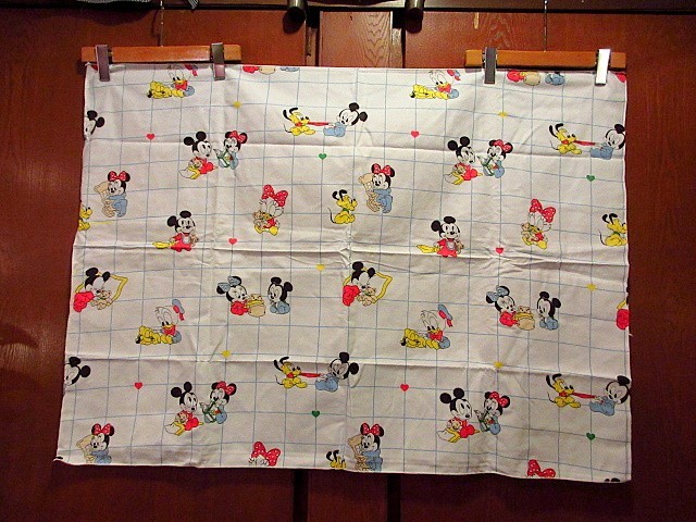  Vintage 90\'s*DEADSTOCK Disney flannel blanket 2 pieces set 74cm×100cm*191203f2-blk miscellaneous goods cloth cloth flap goods for baby 