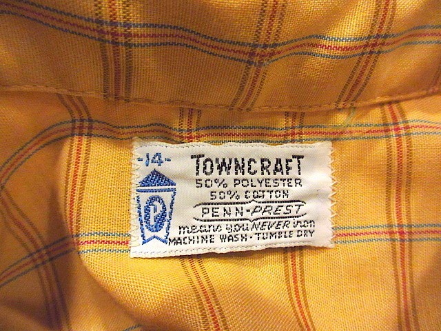 ビンテージ70’s★TOWNCRAFTキッズチェック半袖ボタンダウンシャツ黄size 14★200613s9-k-sssh子供服タウンクラフトUSAイエロー古着_画像3