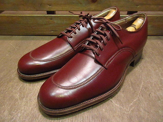  Vintage 40's*DEADSTOCK U chip обувь красный чай 9 3A/A*200621n4-m-dshs-27cm 1940s неиспользуемый товар кожа обувь кожа мужской 
