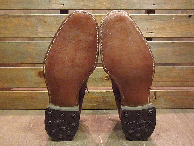  Vintage 40's*DEADSTOCK U chip обувь красный чай 9 3A/A*200621n4-m-dshs-27cm 1940s неиспользуемый товар кожа обувь кожа мужской 