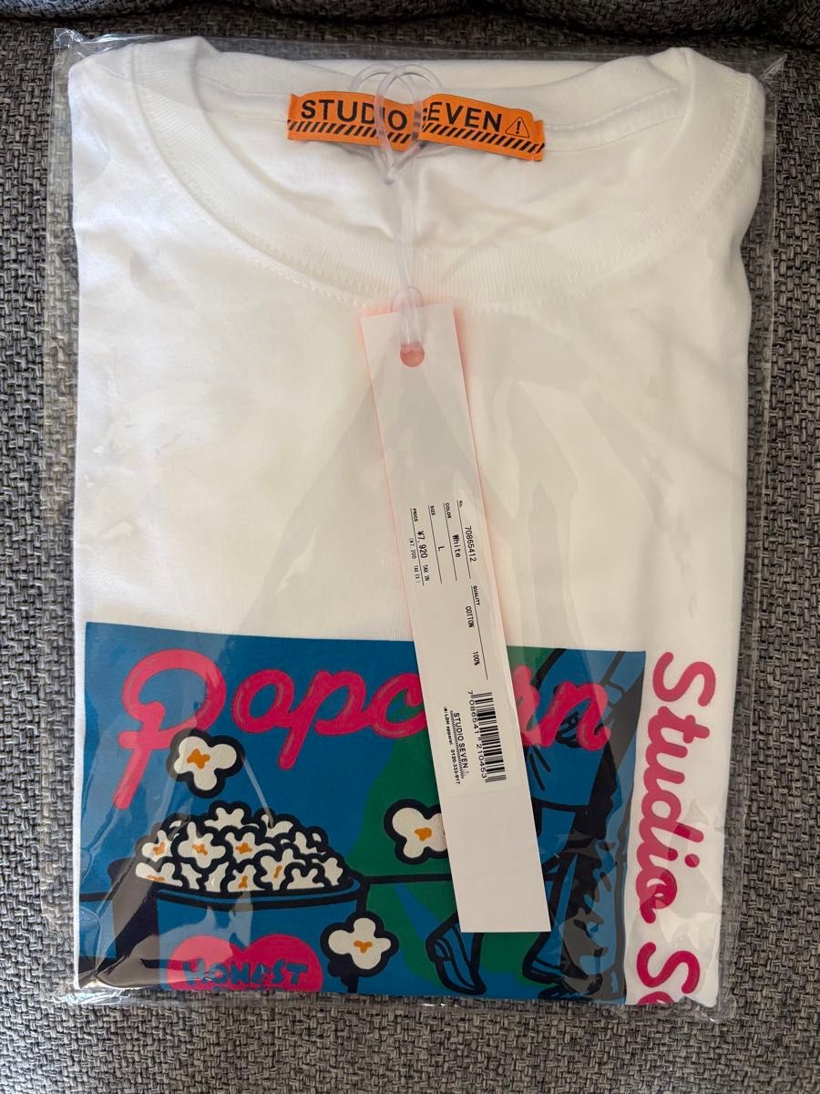 STUDIOSEVEN Popcorn Tシャツ Lサイズ HONEST BOYZ STUDIOSEVEN ポップコーン Tシャツ ホワイト L