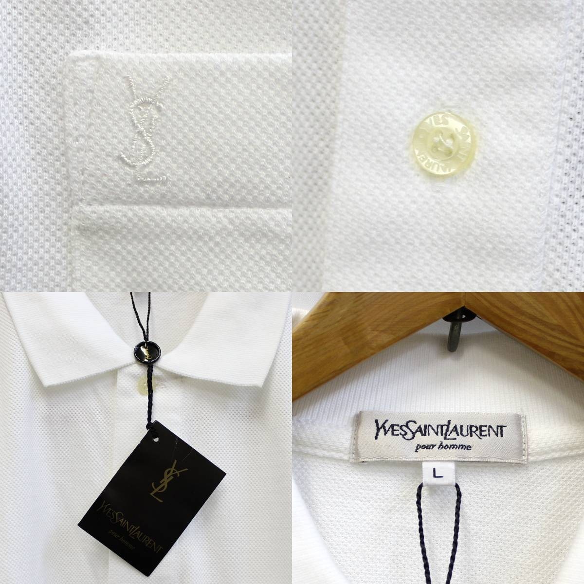 Yves Saint Laurent/ivu* sun rolan men's polo-shirt cotton 100% white declared size :L NT-no beautiful goods 