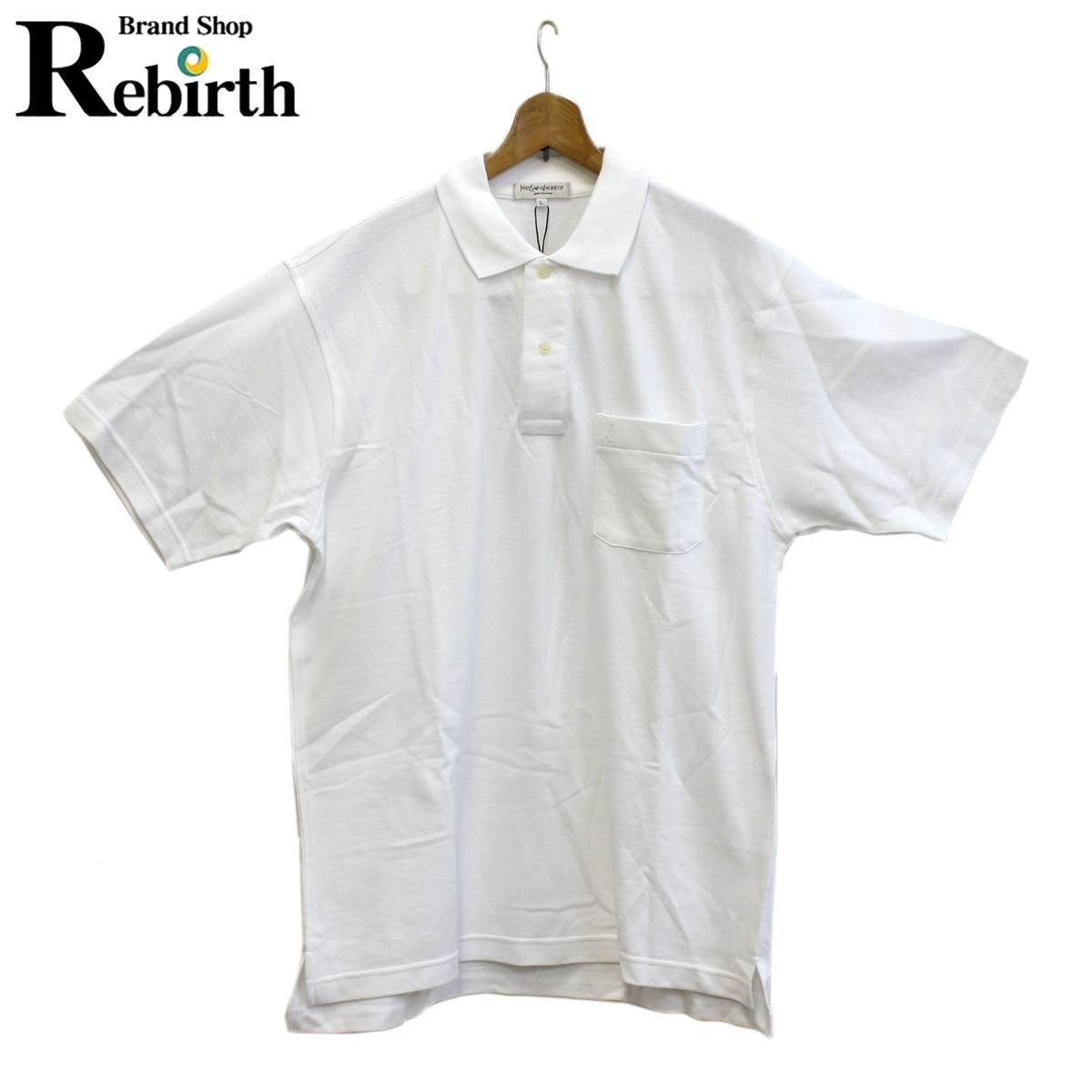 Yves Saint Laurent/ivu* sun rolan men's polo-shirt cotton 100% white declared size :L NT-no beautiful goods 