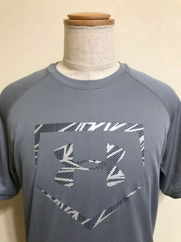 UNDER ARMOUR アンダーアーマー ベースボール ビッグロゴ ドライ Tシャツ ウェア トップス サイズLG 半袖 グレー MBB2177 野球