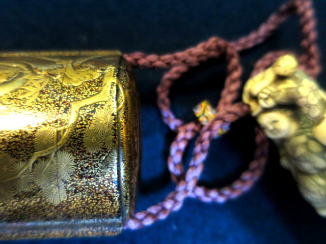 :即決【古都京都】「本金蒔絵印籠B-294」漆器・陶器.蒔絵.印籠 薬籠 金蒔絵 内梨地 〝器〟
