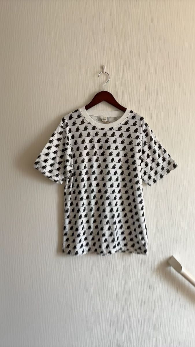 (新品)黒猫いっぱいTシャツ*白Mサイズ メンズ レディース