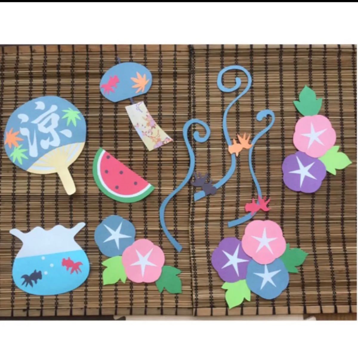 Paypayフリマ ハンドメイド 壁面飾り 7月 8月 夏 あさがお 金魚 涼やか 保育園 施設