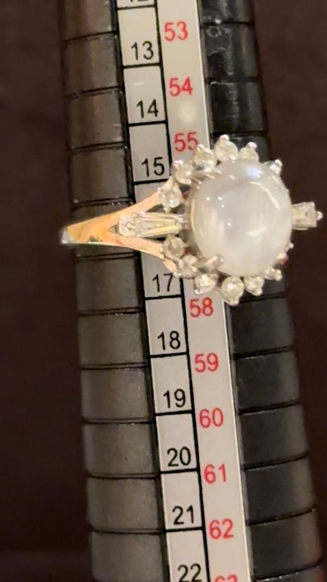 pt900 スターサファイア4.9ct/ダイヤモンド0.54ct プラチナカラースターサファイアリング 美品!サイズ16号