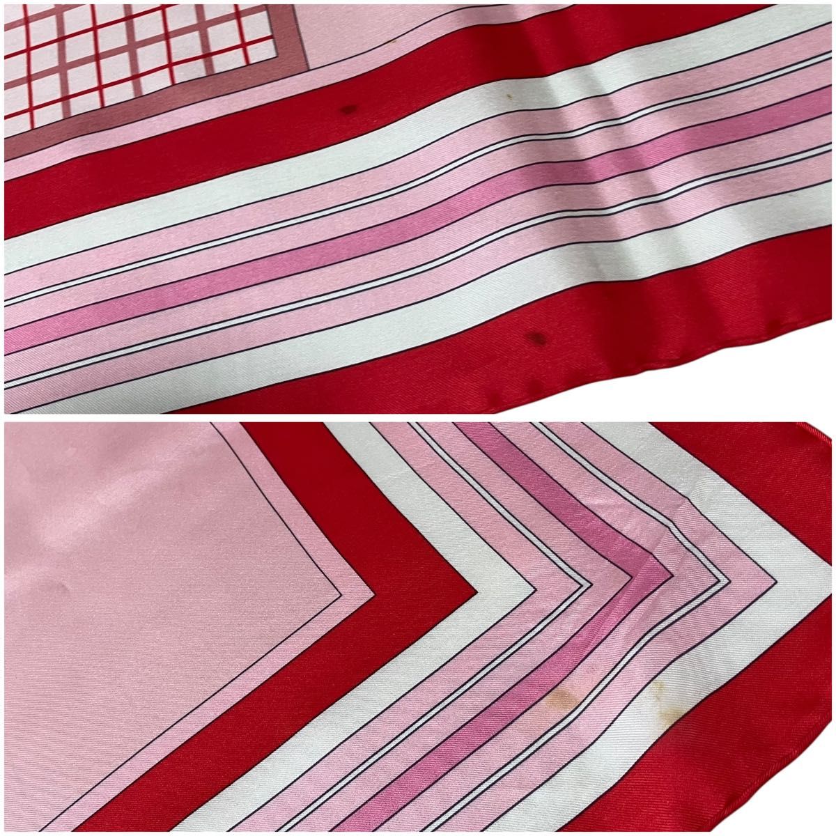 美品☆HERMESエルメス☆シルクスカーフサーモンピンク リボン柄 エルメス HERMES カレ140 馬着 Couvertures et Tenues de Jour