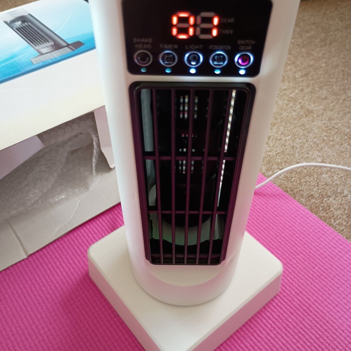 〜☆卓上タワーファン　冷風機 ミスト機能付き スタンド型　USB電源
