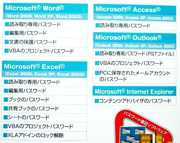 【1330】AOS ファイナル パスワード復旧2007 Standard版　Office(Excel,Access,Word,OutLook)ファイル用 Password解析ソフト 4519590003712_画像2