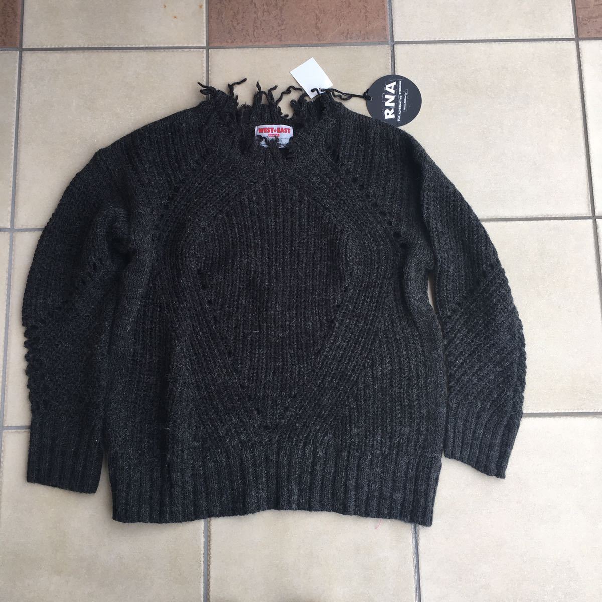  new goods tag not yet arrived RNAa-ruene- damage Roo z knitted pull over 2018 size M charcoal regular price,9.800+ tax 