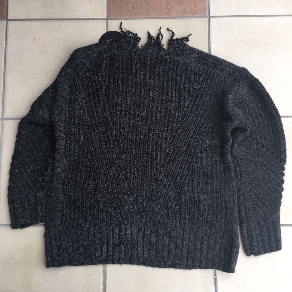  new goods tag not yet arrived RNAa-ruene- damage Roo z knitted pull over 2018 size M charcoal regular price,9.800+ tax 