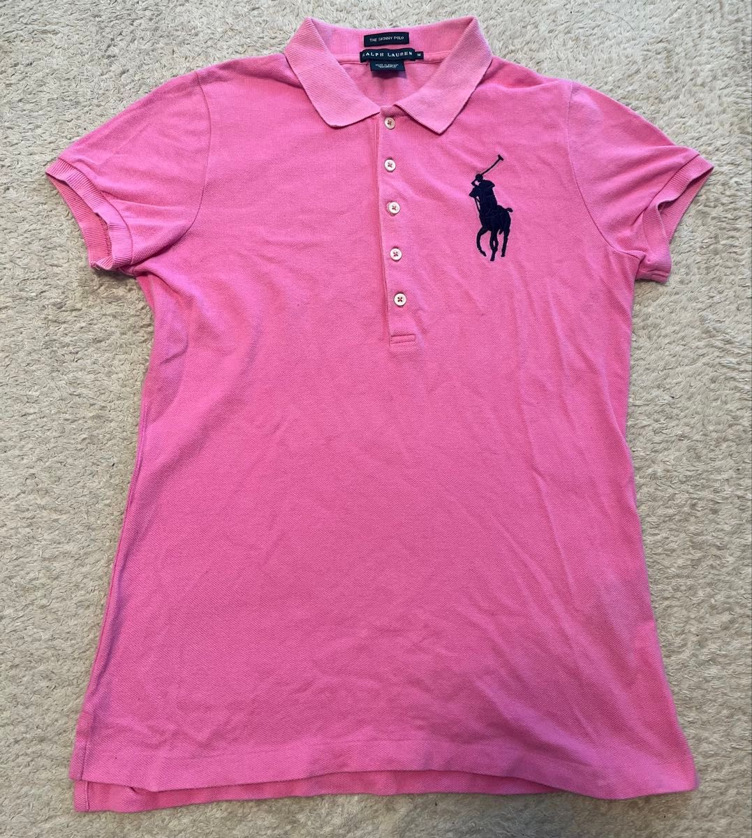 Ralph Lauren ピンク ポロシャツ Mサイズ ビッグポニー スキニー Ralph Lauren ピンク ポロシャツ Mサイズ ビッグポニー スキニー