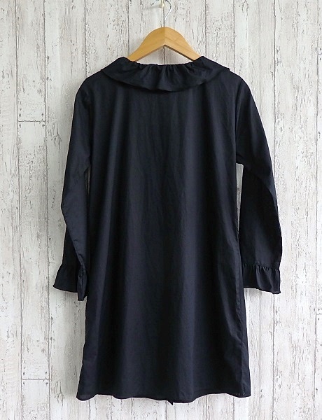  быстрое решение * Agnes B * оборка рубашка One-piece 36 чёрный прекрасный товар! женский сделано в Японии легкий .*