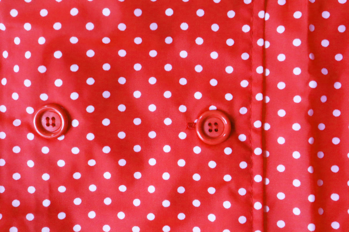910　 昭和レトロ　女子　GIRL　レインコート　赤　レッド　水玉　140㎝　　新古品　未使用　長期保管品　_画像5