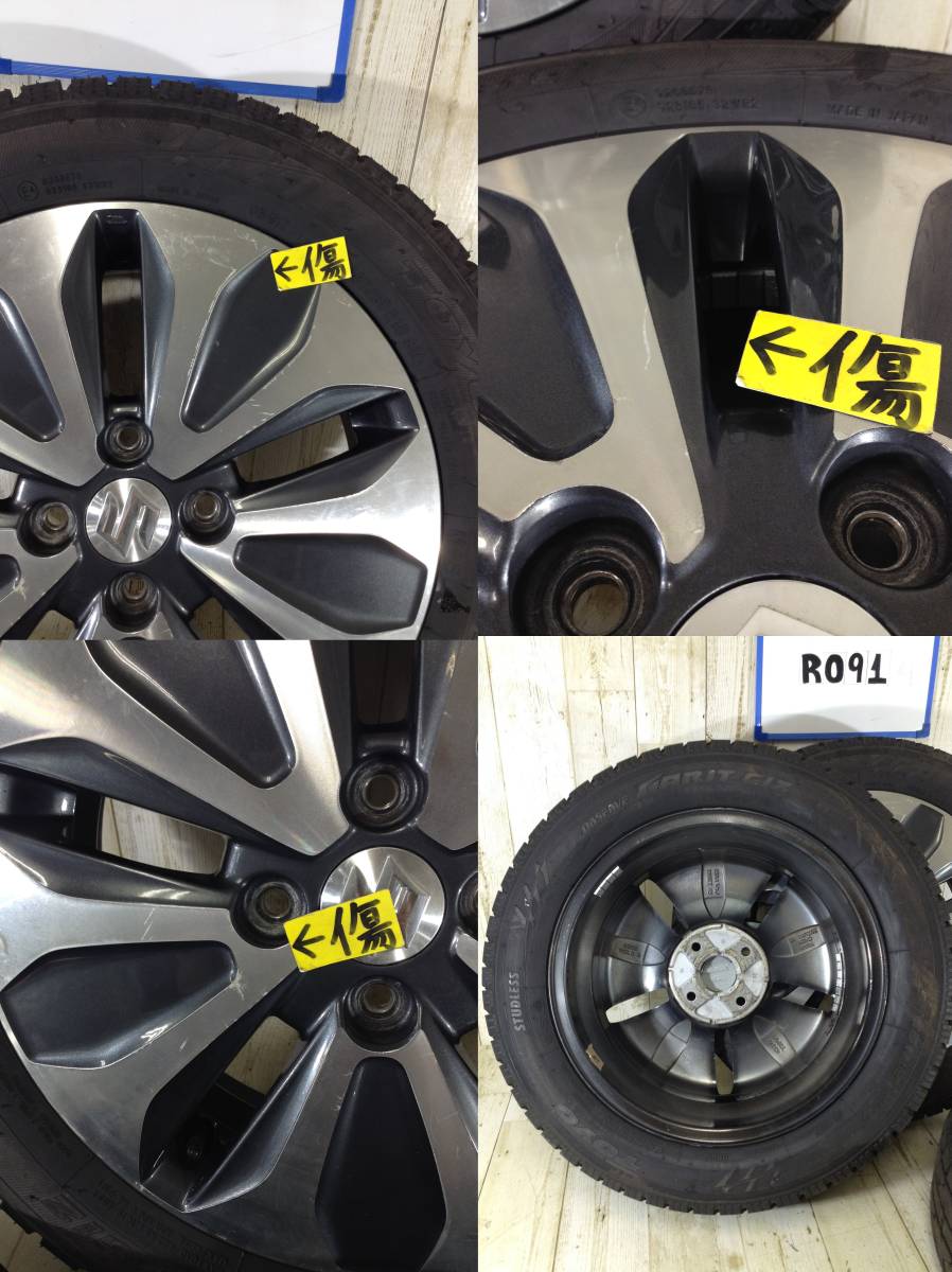 R091　タイヤホイール3本　スズキ純正　4H/PCD100　165/65R15　4.5J　Offset +45　スタッドレスタイヤ　GARIT　GIZ　TOYO_画像5