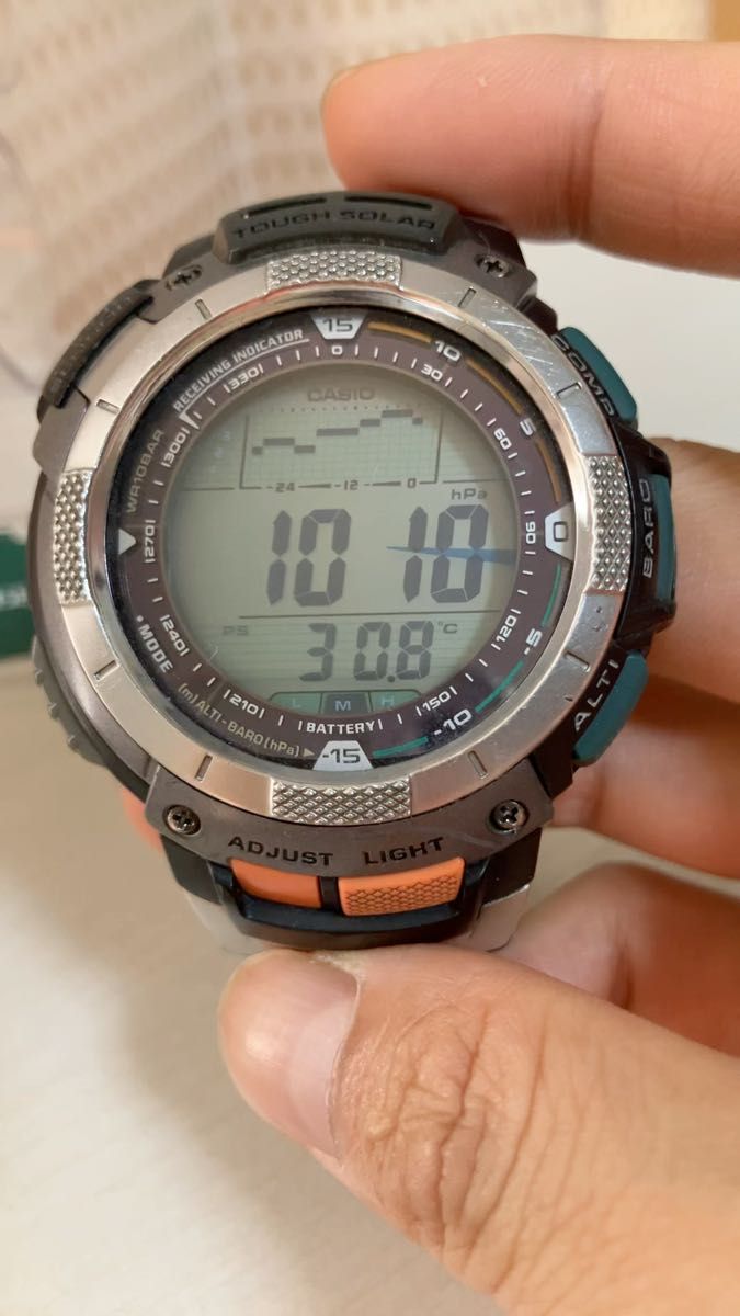 CASIO PROTREK ソーラー電波 腕時計 残照機能付き 【バンド新調推奨】