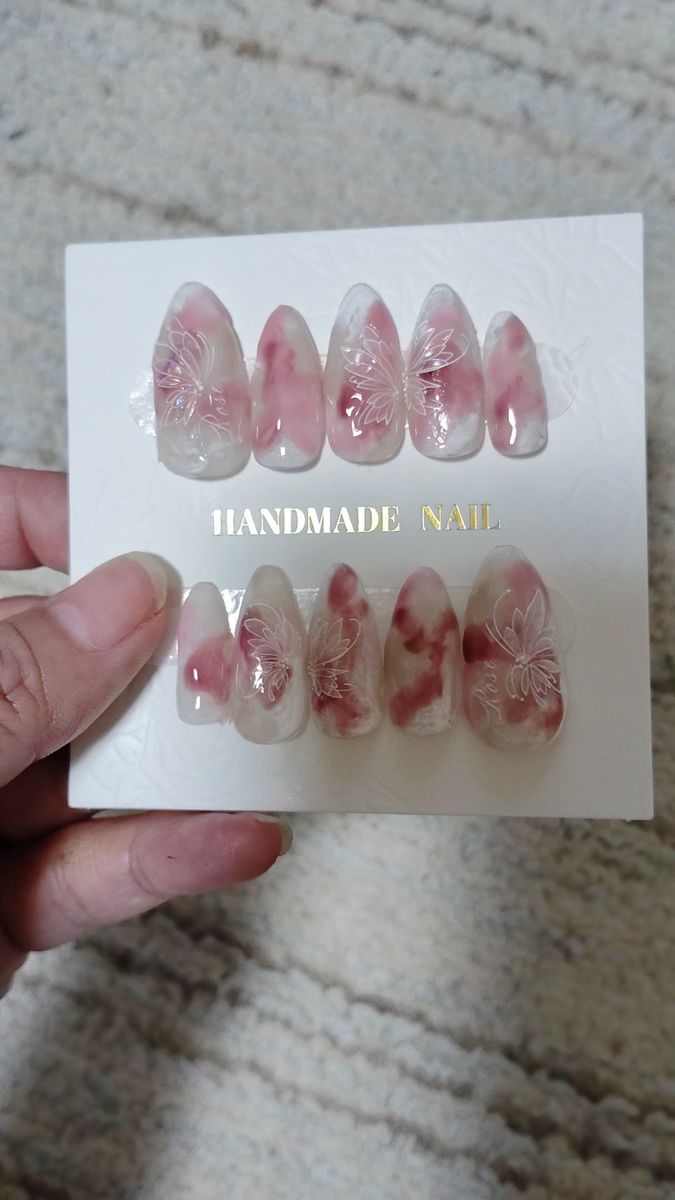 ピンク 蝶々 ネイルチップ 10本セット