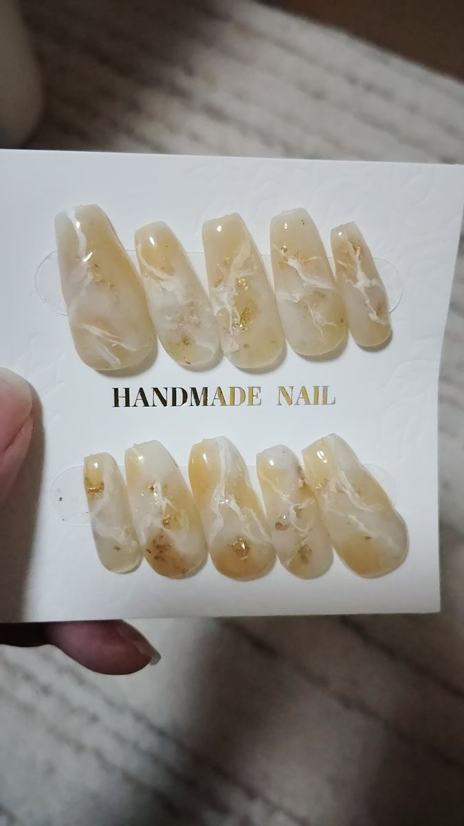 ネイルチップ 黄色白ゴールド